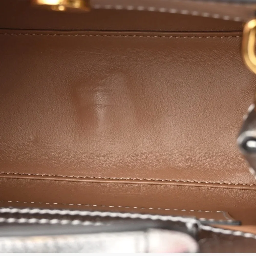 Gucci Silver Mini Bag with Bamboo Accent - Picture 8 of 10